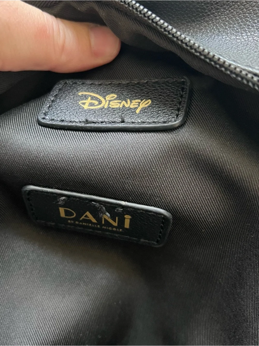 Dani by Danielle Nicole Disney Minnie Mouse Gold Polka Dot Mini Black Backpack - Picture 7 of 8
